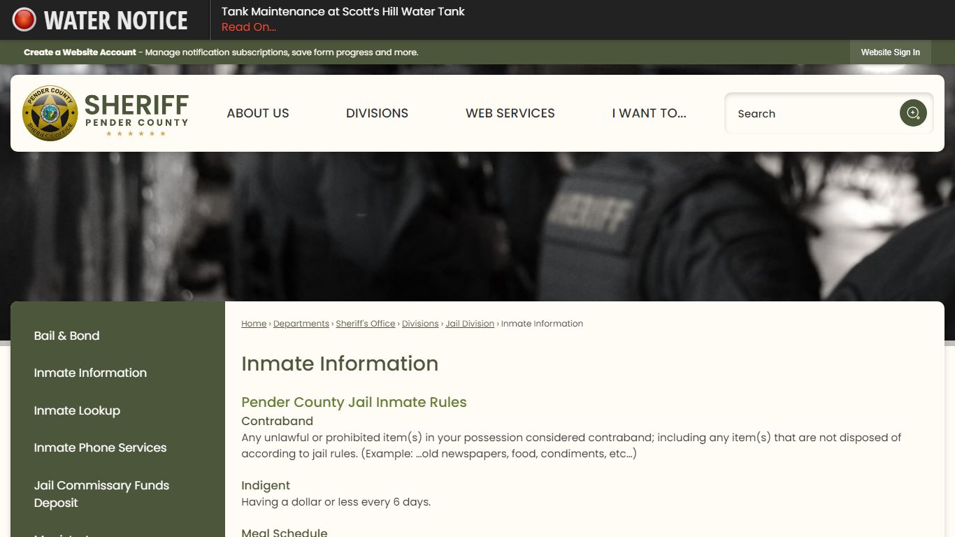 Inmate Information | Pender County, NC