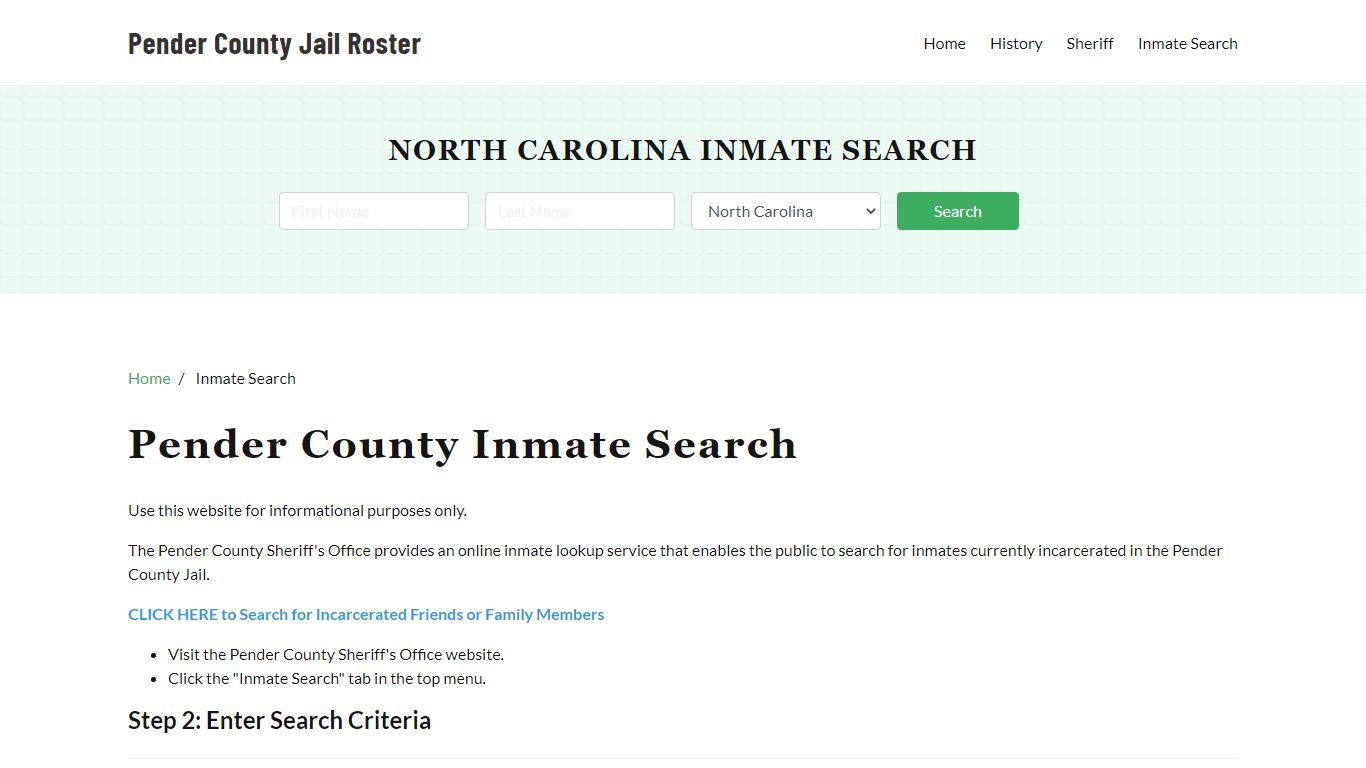 Pender County, NC Detainee Lookup