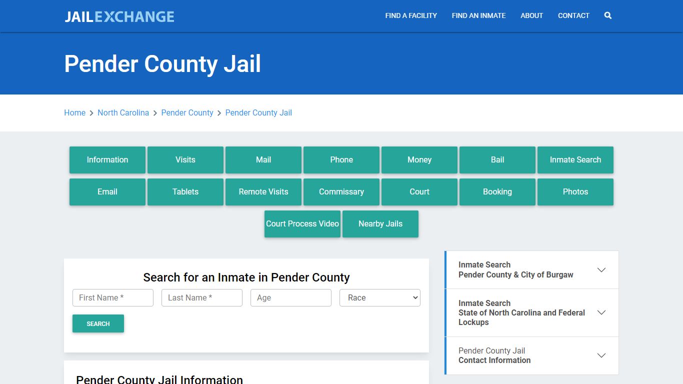 Pender County Jail Roster Lookup, NC, Inmate Search